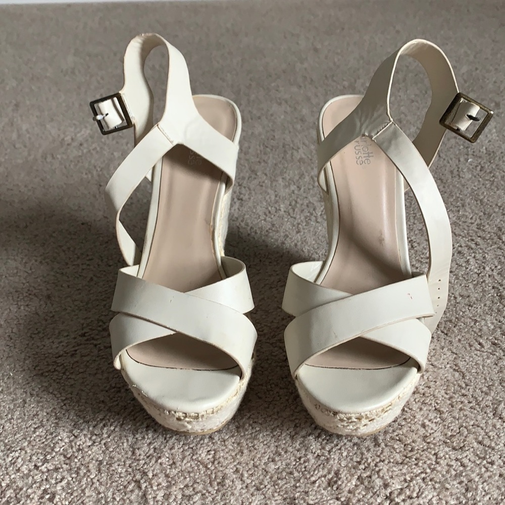Lace wedge heels